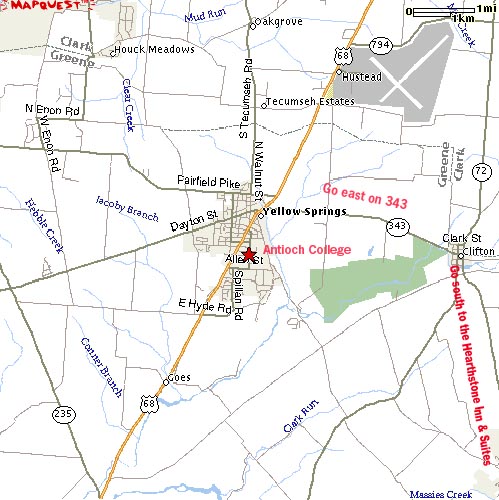 Directions to the Hearthstone Inn & Suites of Cedarville, Ohio - from Antioch College, Yellow Springs, Ohio.
